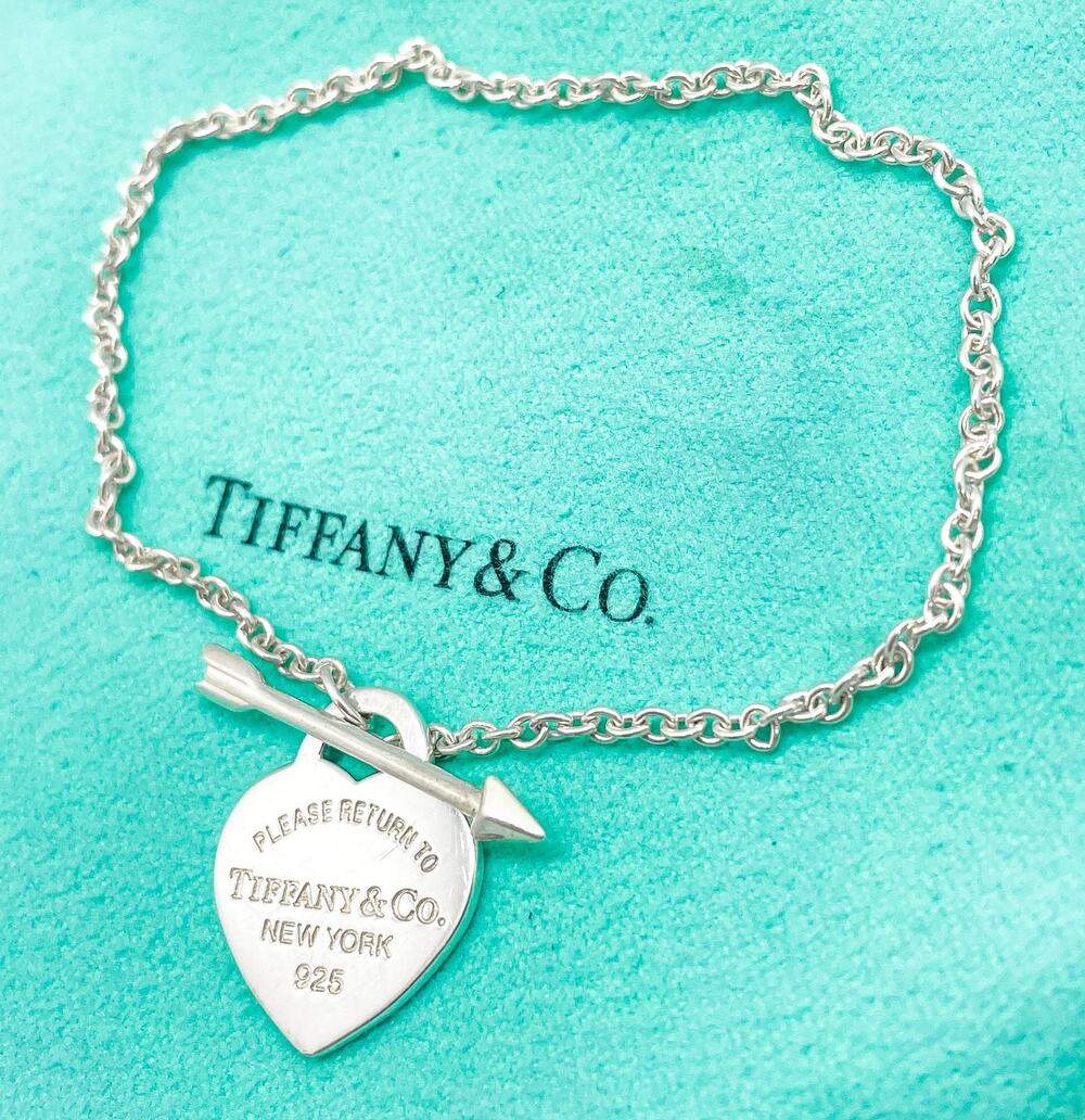 Tiffany & Co Return to Tiffany Lovestruck Arrow Heart Charm Bracelet Silver 7"